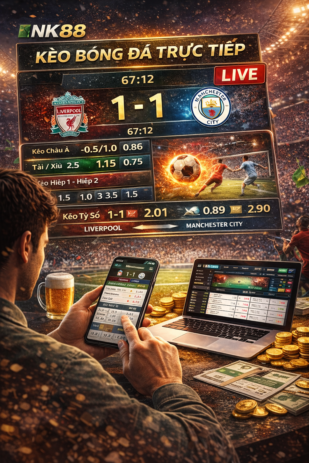 Cược live trận Liverpool - Man City